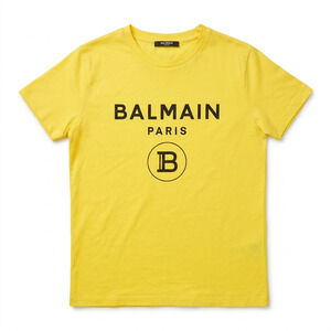 Balmain Paris Kids Logo T-Shirt | Vibrant Yellow 100% Cotton | Youth Size 10 / M